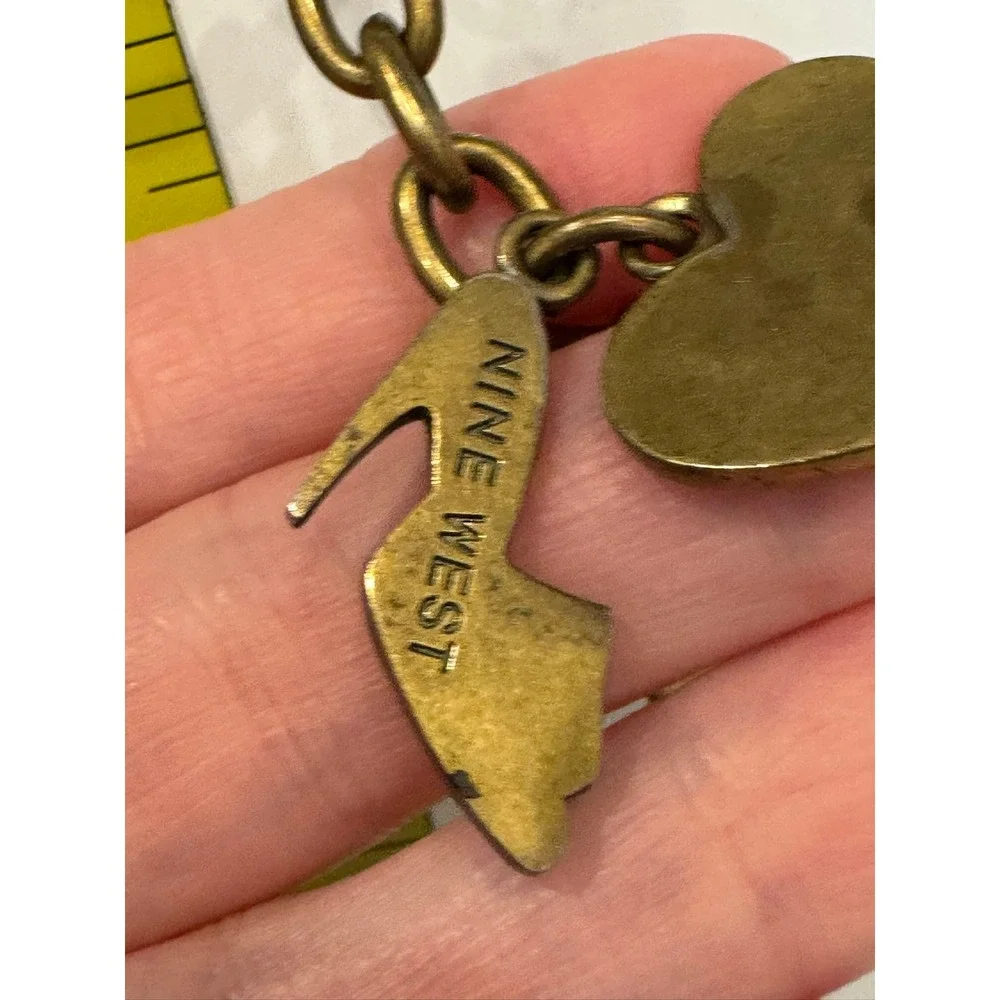 Nine West Brass Keychain Heart High Heel Handbag Charms Vintage Style 4 Inch